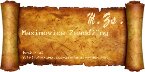 Maximovics Zsadány névjegykártya